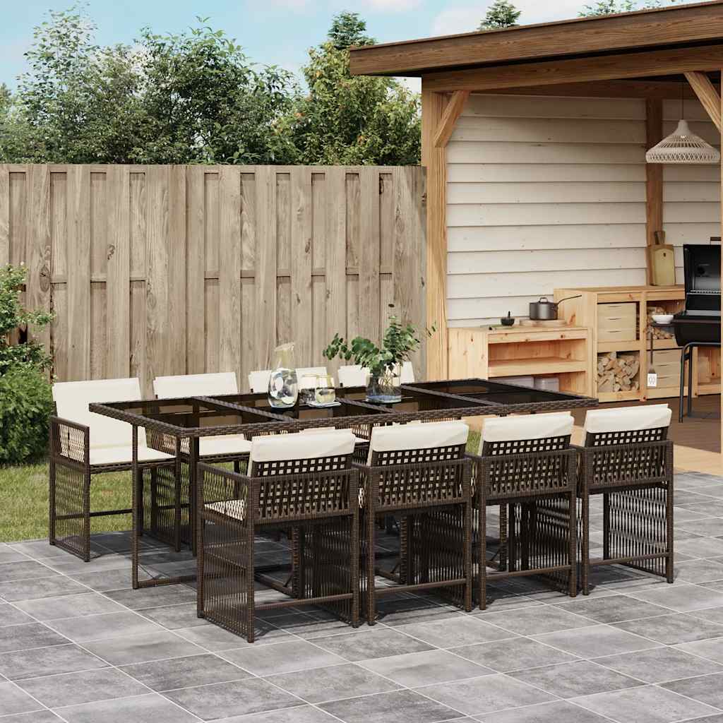9-delige Tuinset met kussens poly rattan bruin is nu te koop bij PeponiXL, paradijselijk wonen!