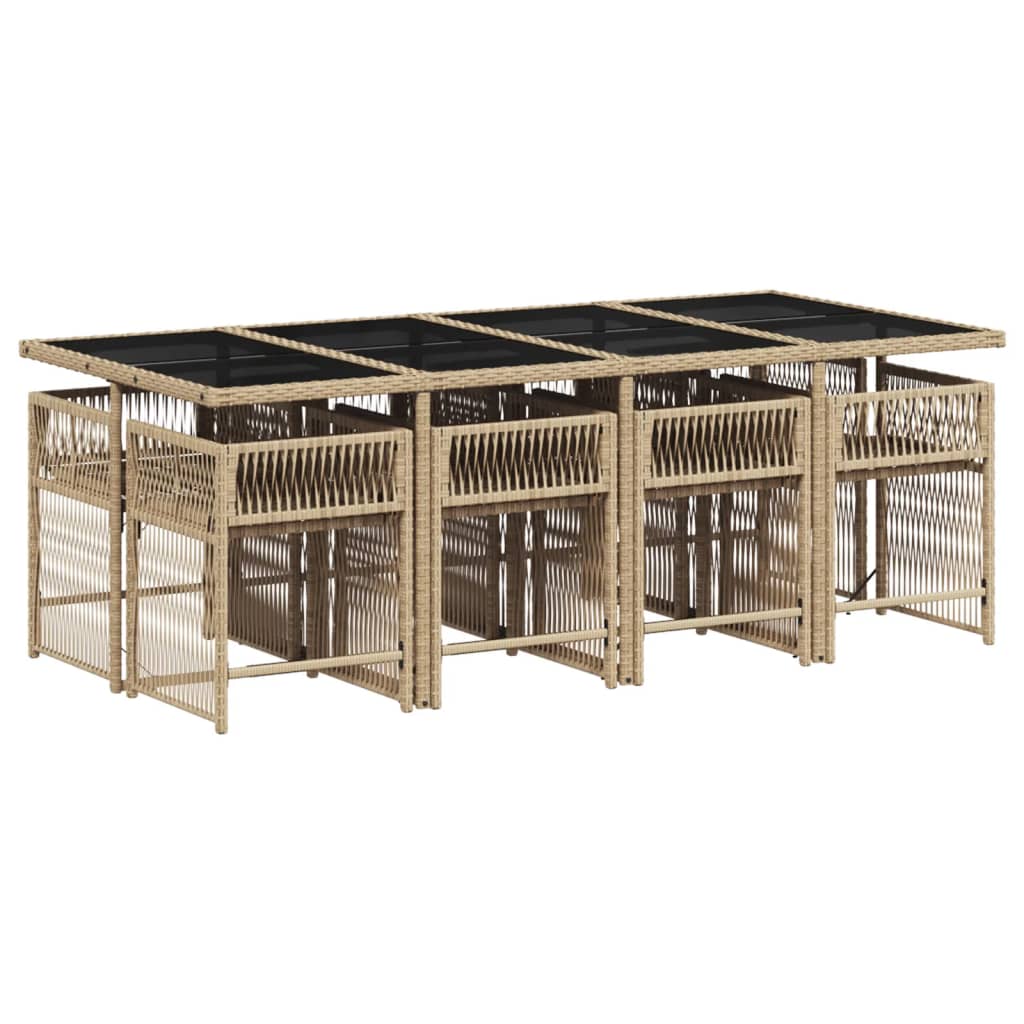 9-delige Tuinset met kussens poly rattan beige is nu te koop bij PeponiXL, paradijselijk wonen!