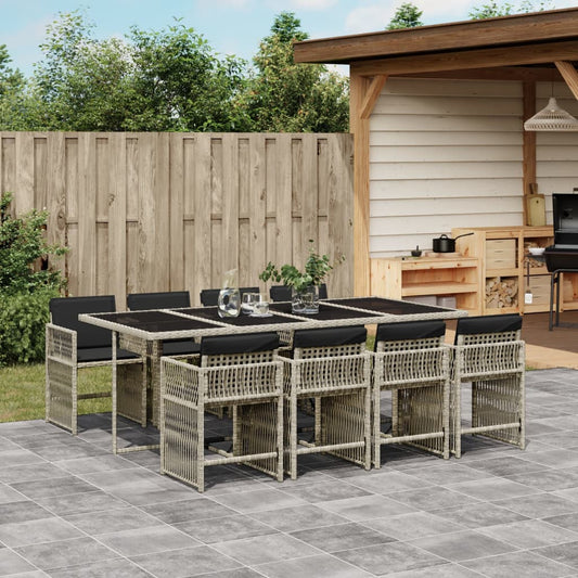 9-delige Tuinset met kussens poly rattan lichtgrijs is nu te koop bij PeponiXL, paradijselijk wonen!