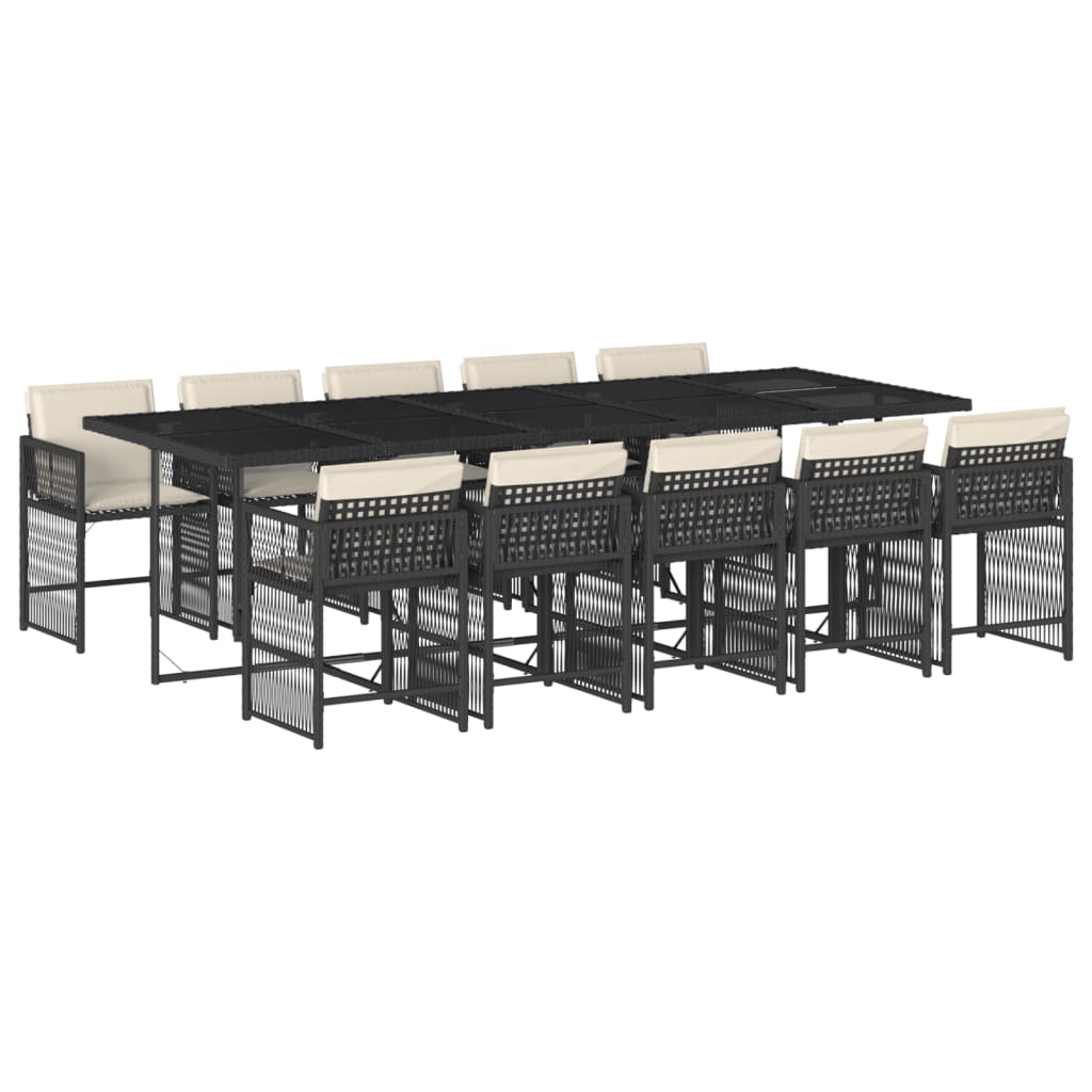 11-delige Tuinset met kussens poly rattan zwart is nu te koop bij PeponiXL, paradijselijk wonen!