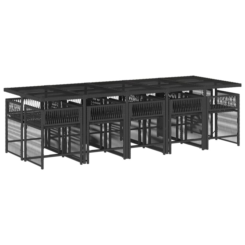 11-delige Tuinset met kussens poly rattan zwart is nu te koop bij PeponiXL, paradijselijk wonen!