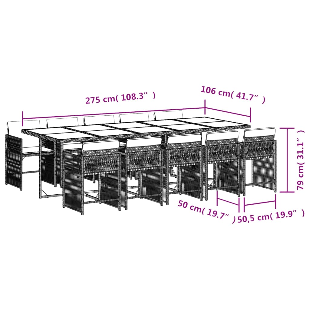 11-delige Tuinset met kussens poly rattan zwart is nu te koop bij PeponiXL, paradijselijk wonen!