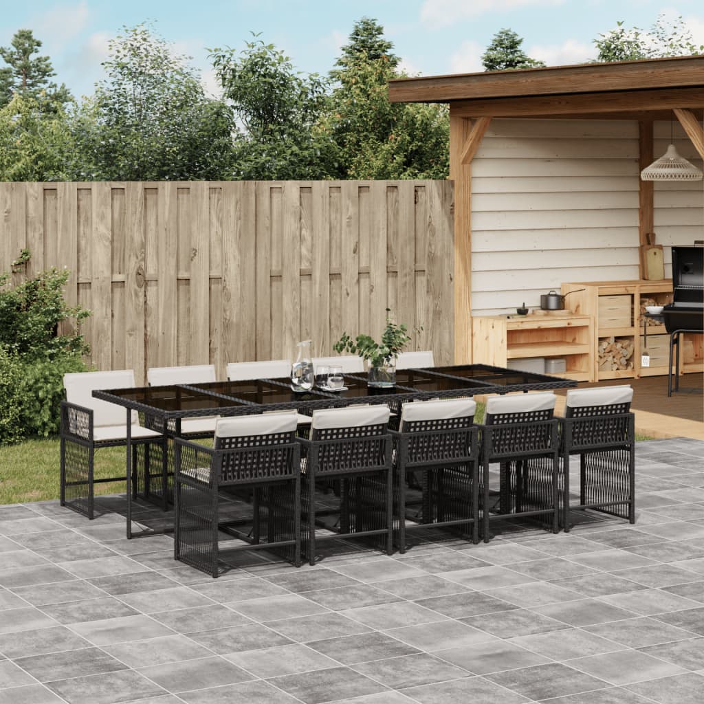 11-delige Tuinset met kussens poly rattan zwart is nu te koop bij PeponiXL, paradijselijk wonen!