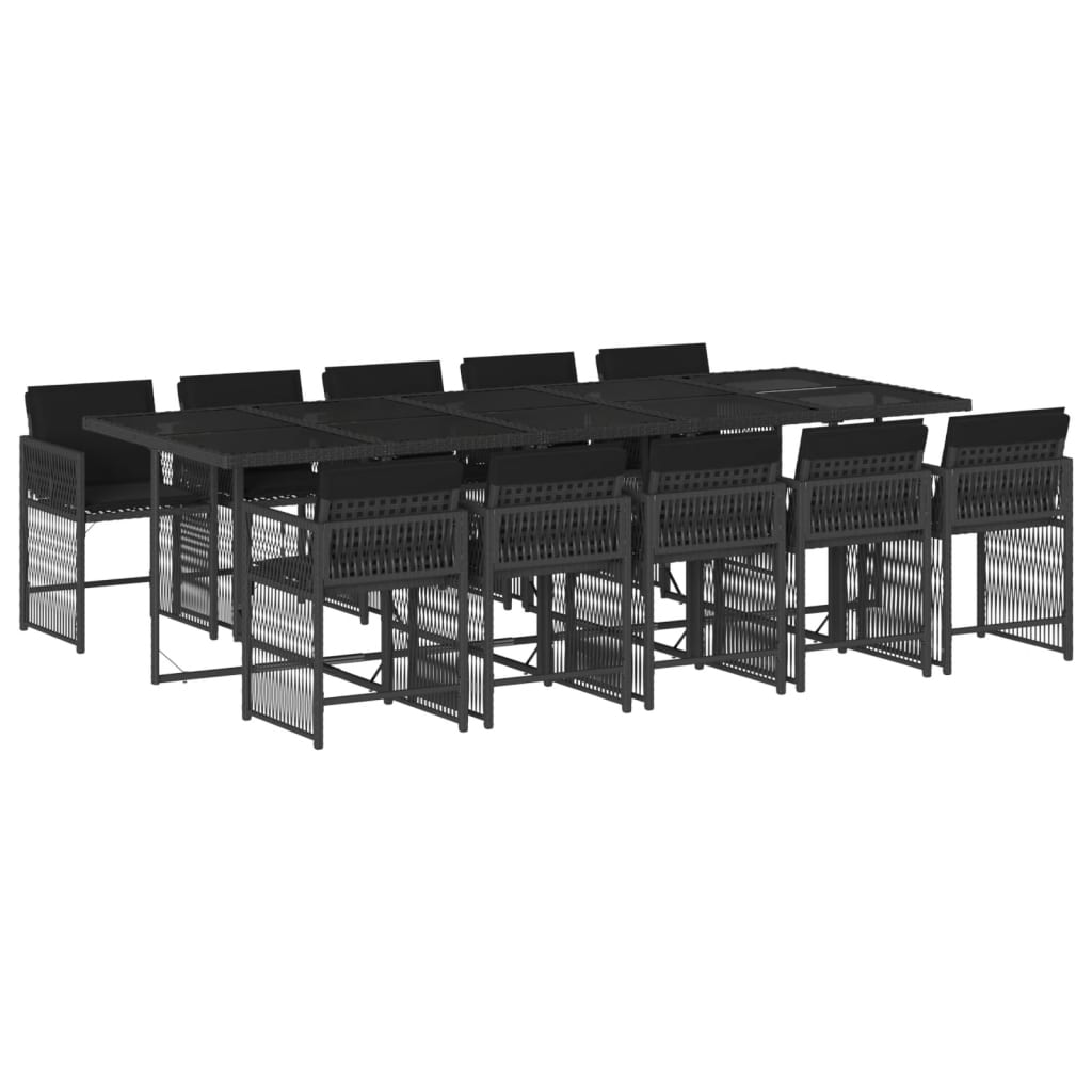 11-delige Tuinset met kussens poly rattan zwart is nu te koop bij PeponiXL, paradijselijk wonen!