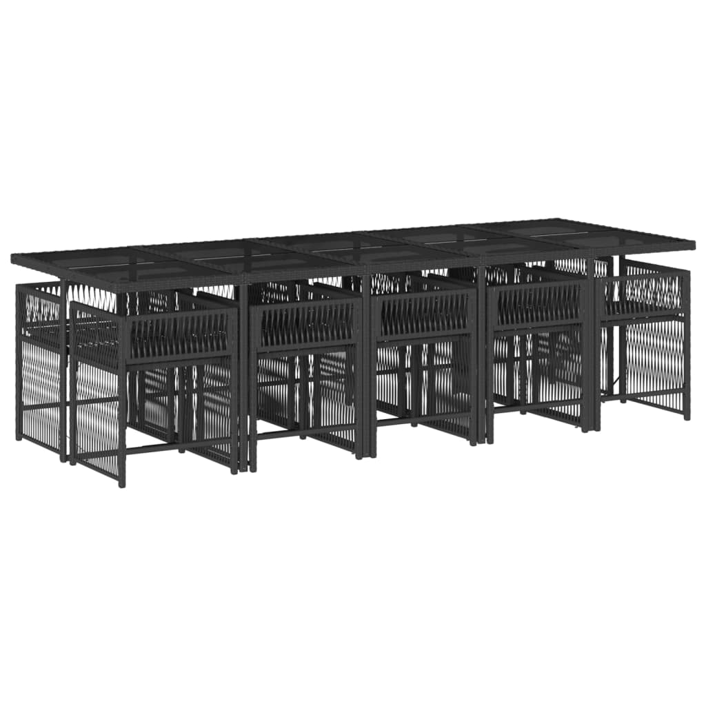 11-delige Tuinset met kussens poly rattan zwart is nu te koop bij PeponiXL, paradijselijk wonen!