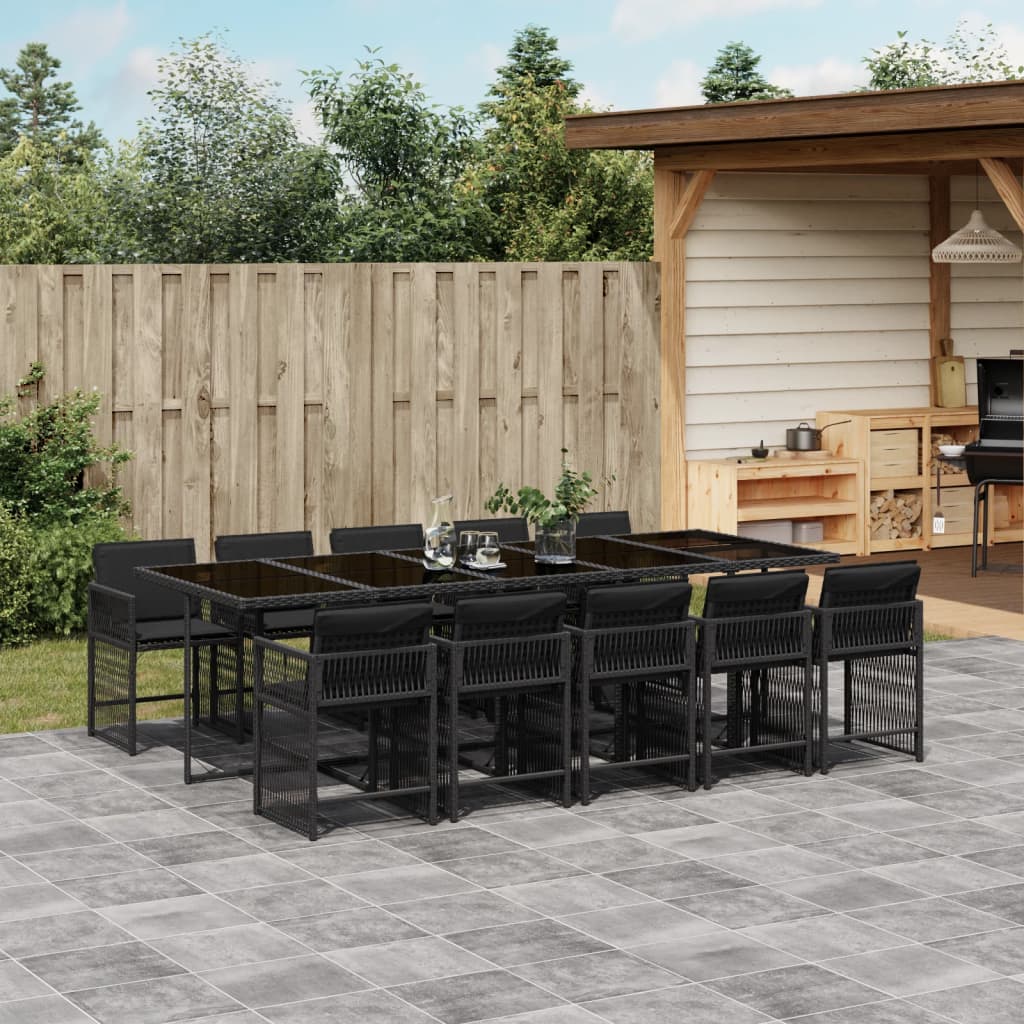 11-delige Tuinset met kussens poly rattan zwart is nu te koop bij PeponiXL, paradijselijk wonen!