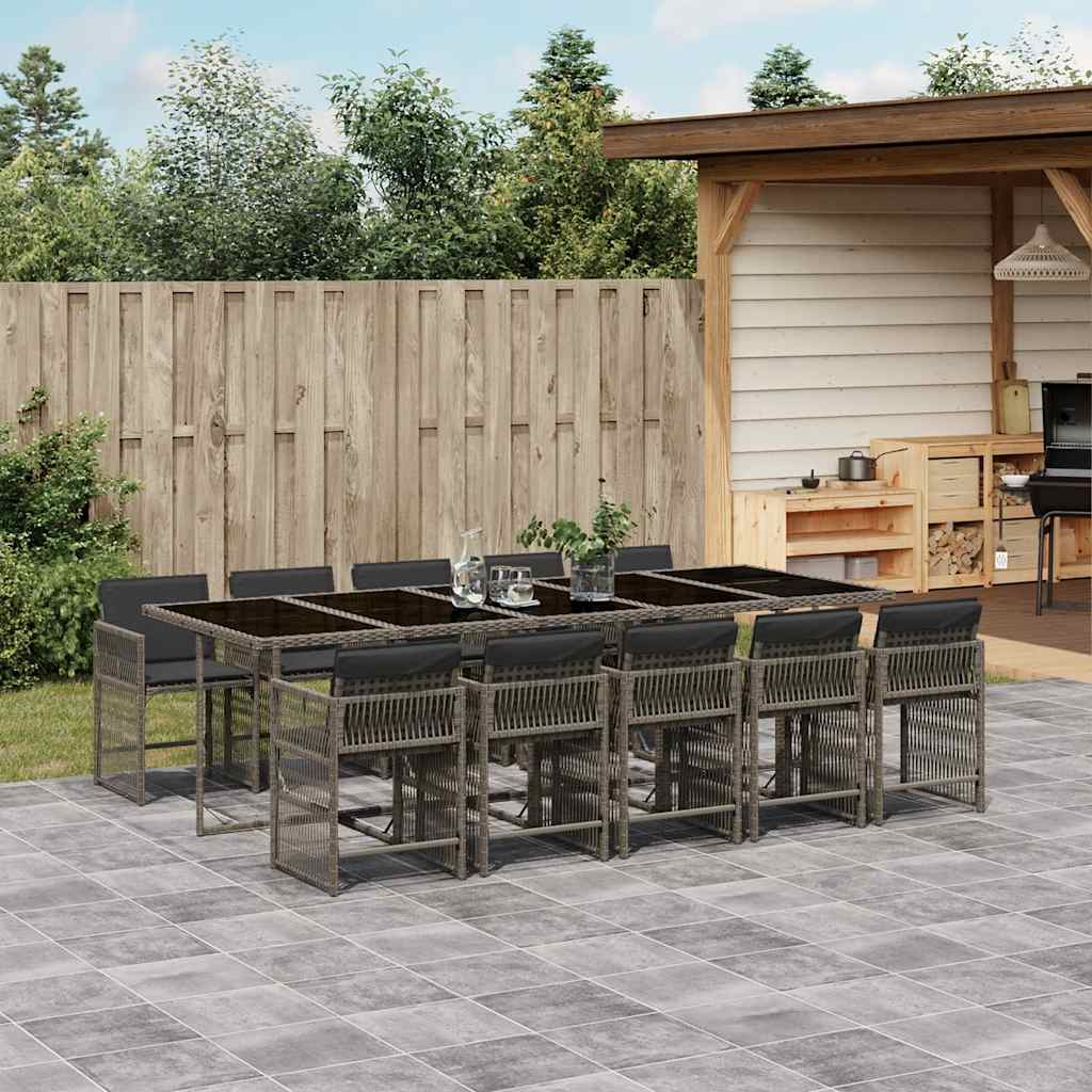 11-delige Tuinset met kussens poly rattan grijs is nu te koop bij PeponiXL, paradijselijk wonen!