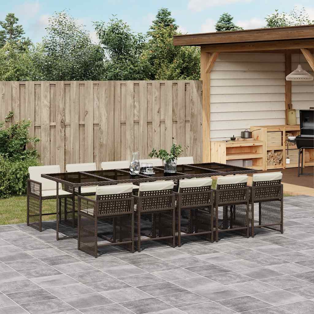 11-delige Tuinset met kussens poly rattan bruin is nu te koop bij PeponiXL, paradijselijk wonen!