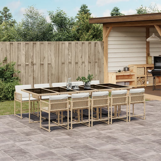 11-delige Tuinset met kussens poly rattan beige is nu te koop bij PeponiXL, paradijselijk wonen!