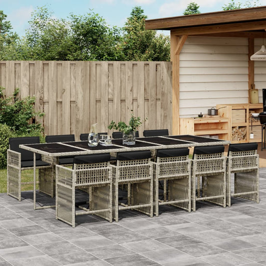 11-delige Tuinset met kussens poly rattan lichtgrijs is nu te koop bij PeponiXL, paradijselijk wonen!