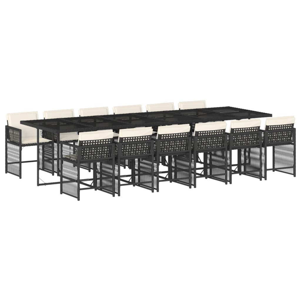 13-delige Tuinset met kussens poly rattan zwart is nu te koop bij PeponiXL, paradijselijk wonen!