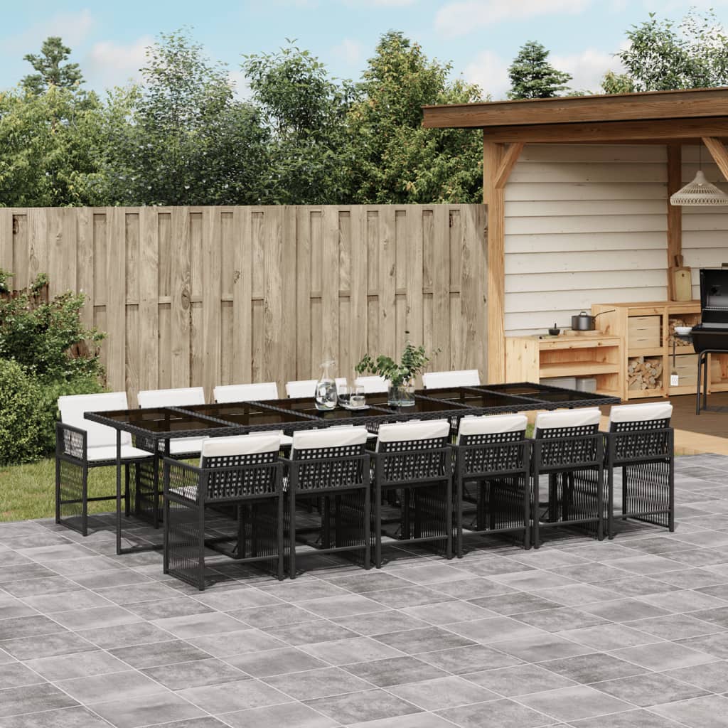 13-delige Tuinset met kussens poly rattan zwart is nu te koop bij PeponiXL, paradijselijk wonen!