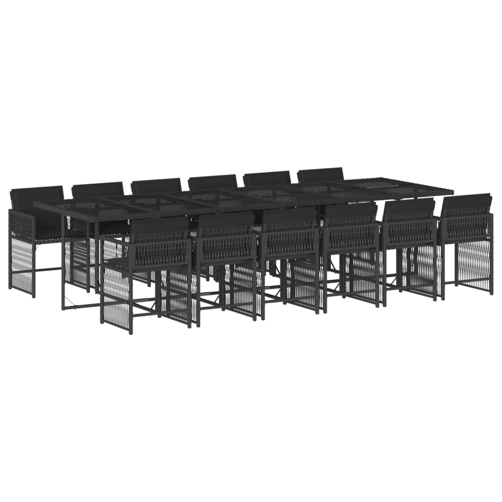 13-delige Tuinset met kussens poly rattan zwart is nu te koop bij PeponiXL, paradijselijk wonen!