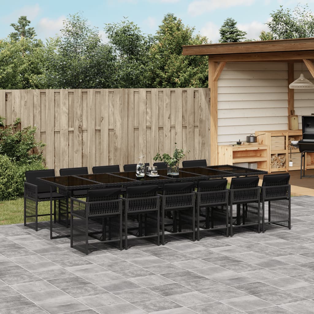 13-delige Tuinset met kussens poly rattan zwart is nu te koop bij PeponiXL, paradijselijk wonen!