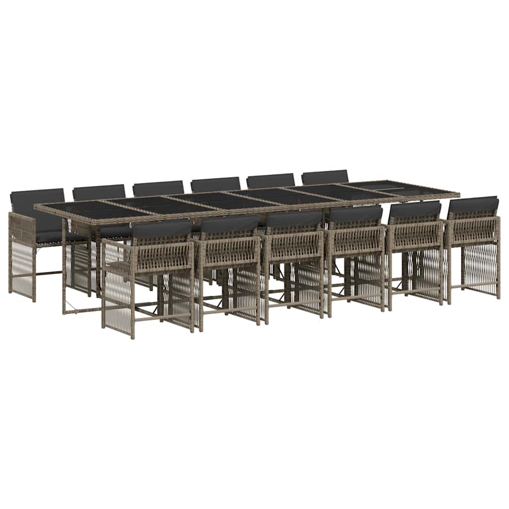 13-delige Tuinset met kussens poly rattan grijs is nu te koop bij PeponiXL, paradijselijk wonen!