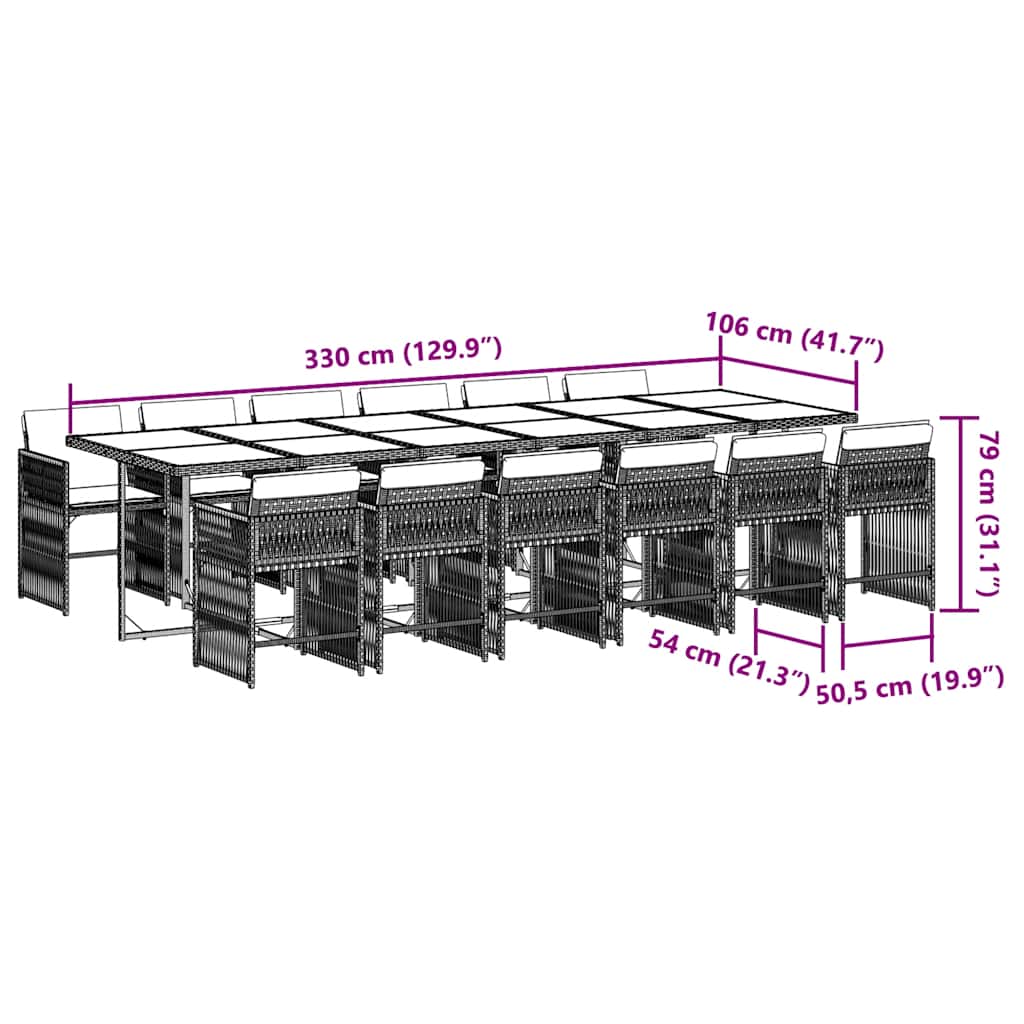 13-delige Tuinset met kussens poly rattan grijs is nu te koop bij PeponiXL, paradijselijk wonen!