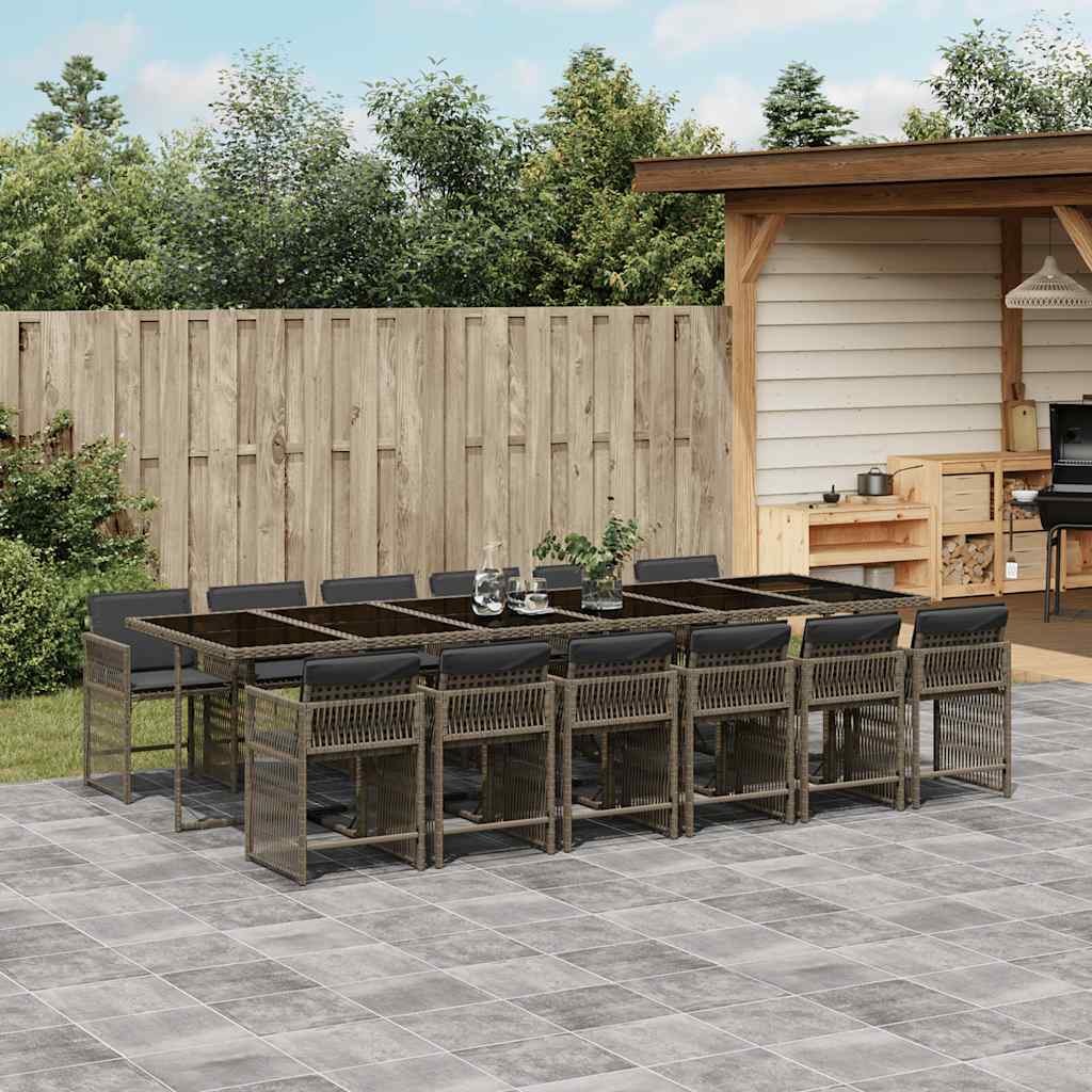 13-delige Tuinset met kussens poly rattan grijs is nu te koop bij PeponiXL, paradijselijk wonen!