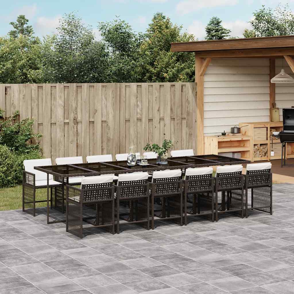 13-delige Tuinset met kussens poly rattan bruin is nu te koop bij PeponiXL, paradijselijk wonen!