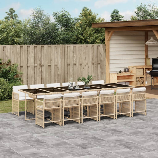 13-delige Tuinset met kussens poly rattan beige is nu te koop bij PeponiXL, paradijselijk wonen!