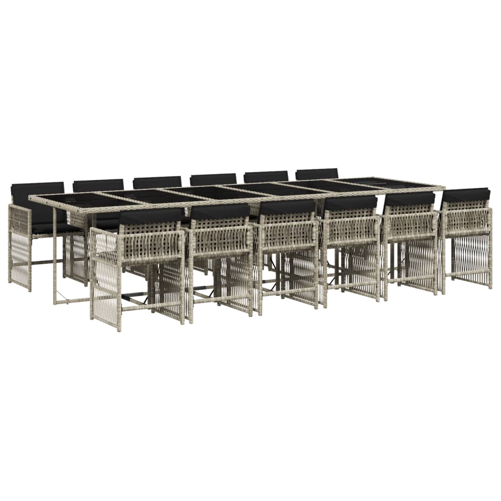 13-delige Tuinset met kussens poly rattan lichtgrijs is nu te koop bij PeponiXL, paradijselijk wonen!