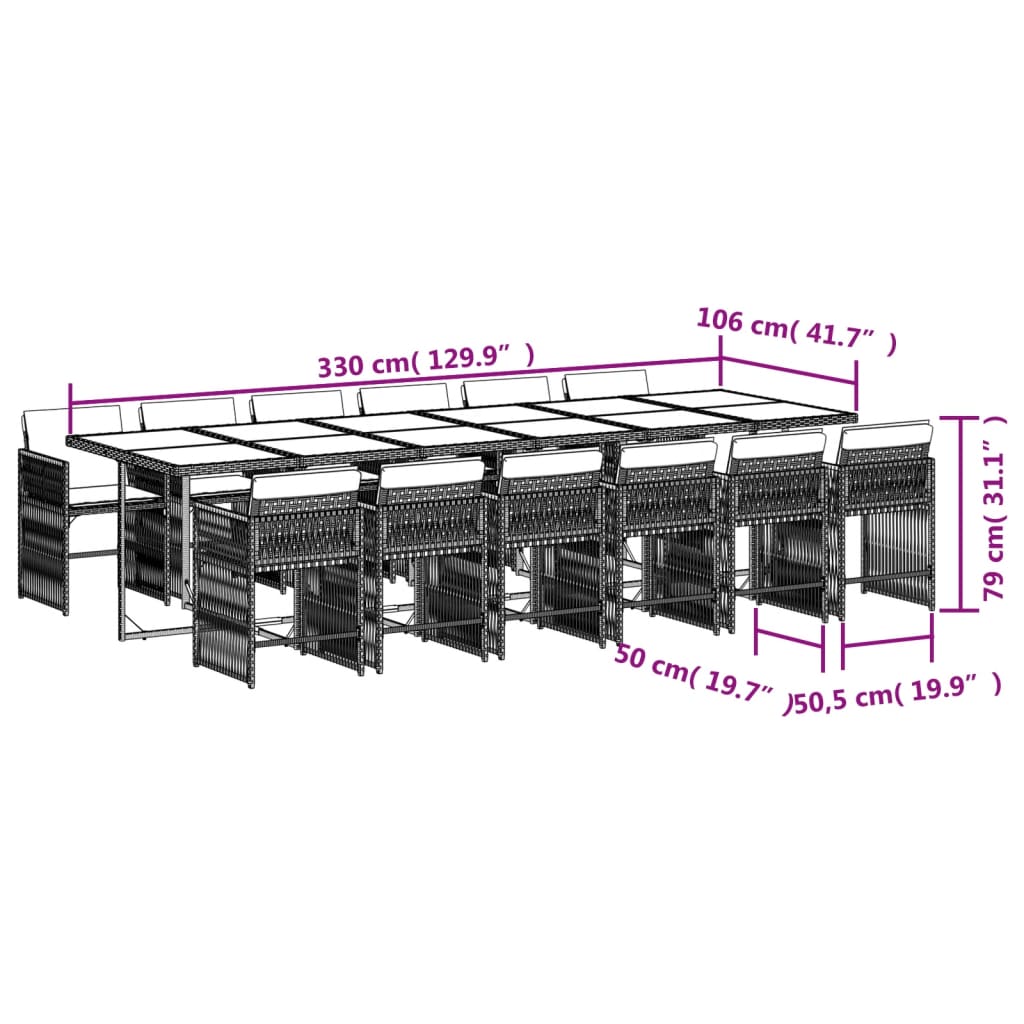 13-delige Tuinset met kussens poly rattan lichtgrijs is nu te koop bij PeponiXL, paradijselijk wonen!