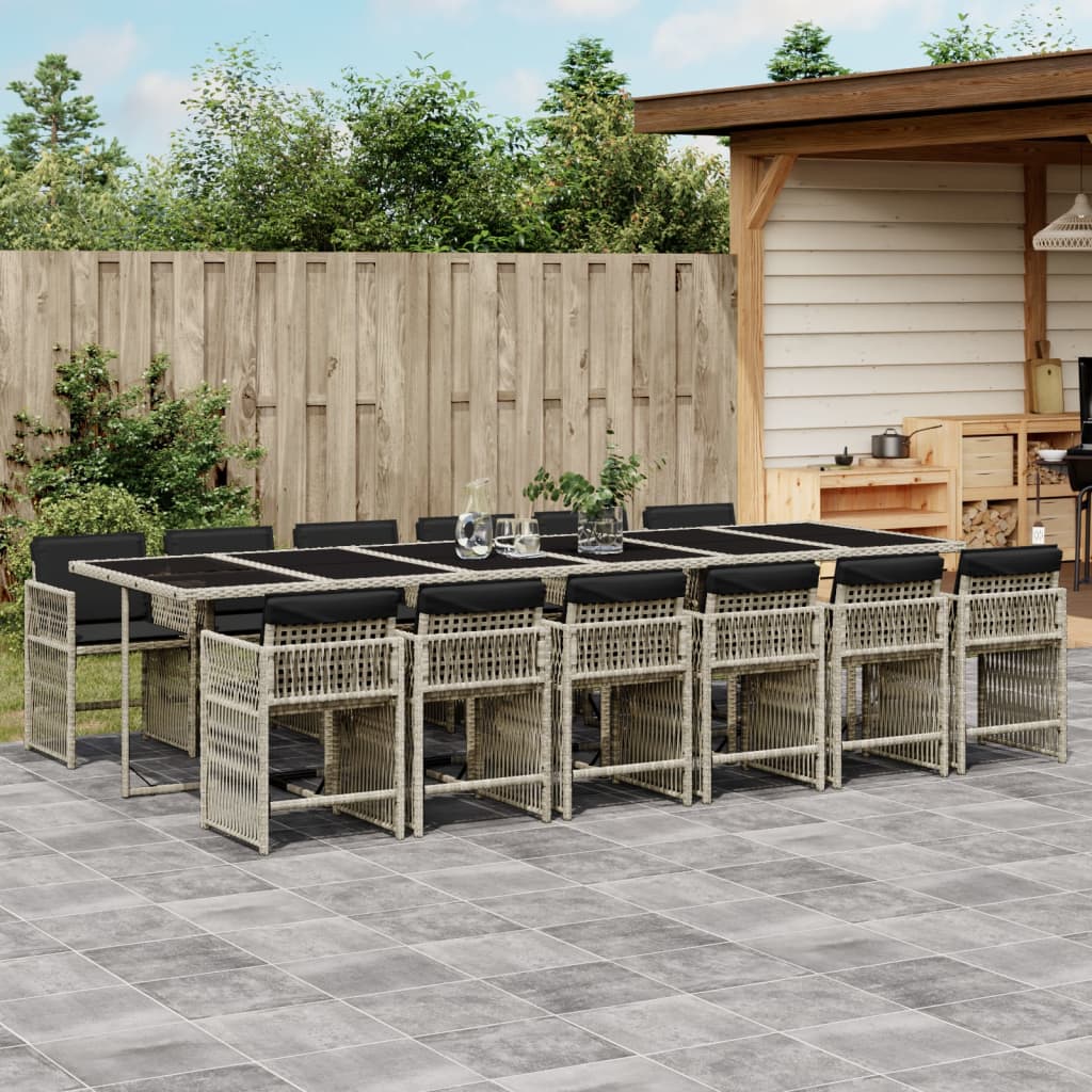 13-delige Tuinset met kussens poly rattan lichtgrijs is nu te koop bij PeponiXL, paradijselijk wonen!