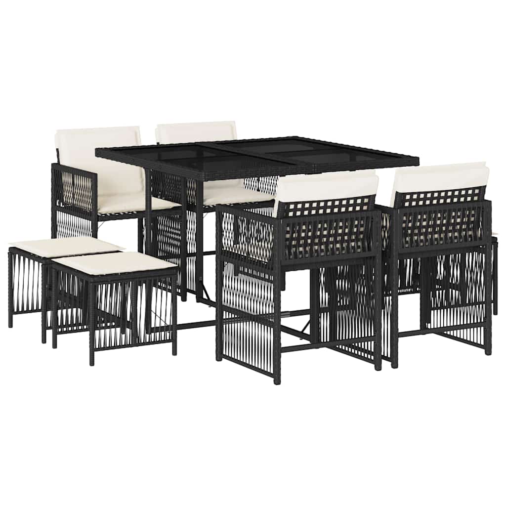 9-delige Tuinset poly rattan zwart is nu te koop bij PeponiXL, paradijselijk wonen!