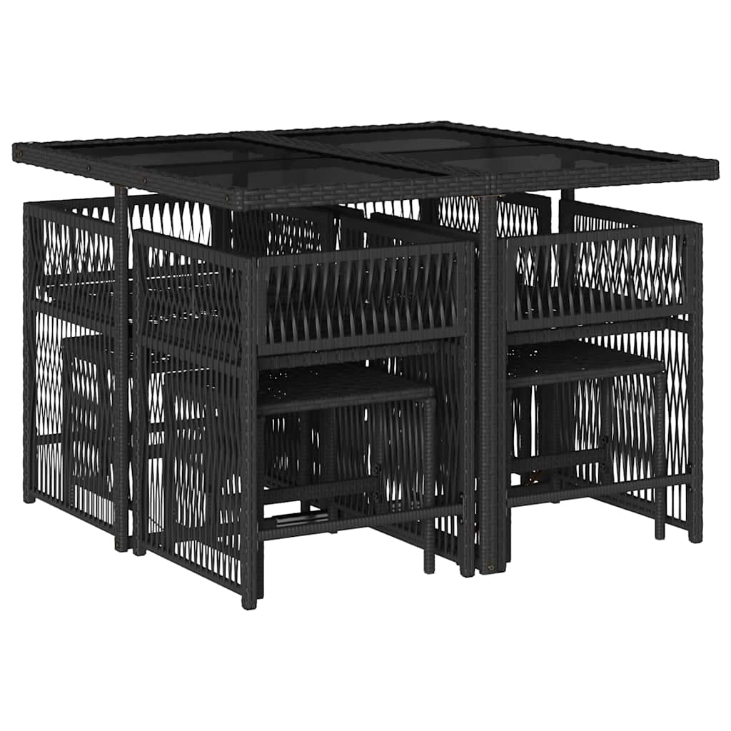 9-delige Tuinset poly rattan zwart is nu te koop bij PeponiXL, paradijselijk wonen!