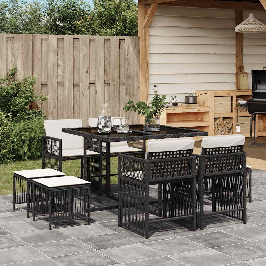9-delige Tuinset poly rattan zwart is nu te koop bij PeponiXL, paradijselijk wonen!
