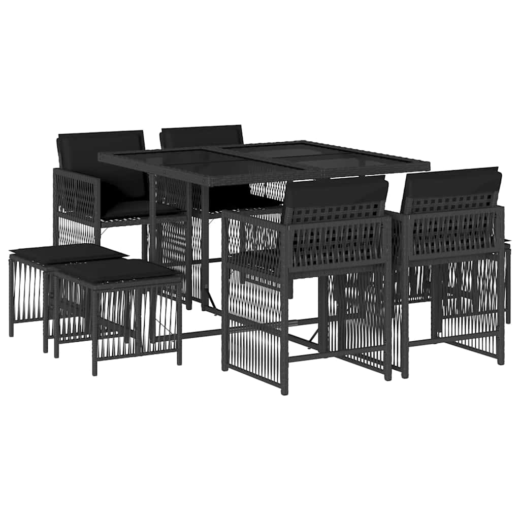 9-delige Tuinset poly rattan zwart is nu te koop bij PeponiXL, paradijselijk wonen!