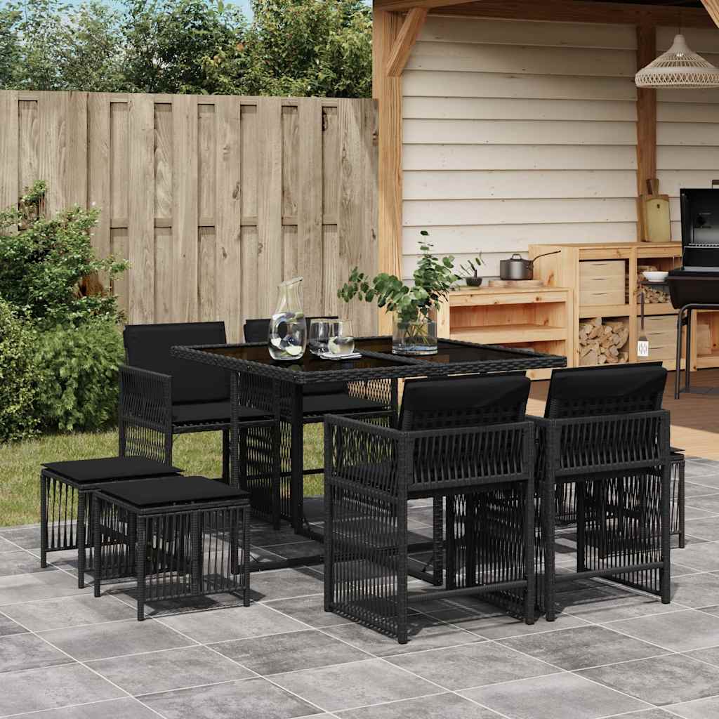 9-delige Tuinset poly rattan zwart is nu te koop bij PeponiXL, paradijselijk wonen!