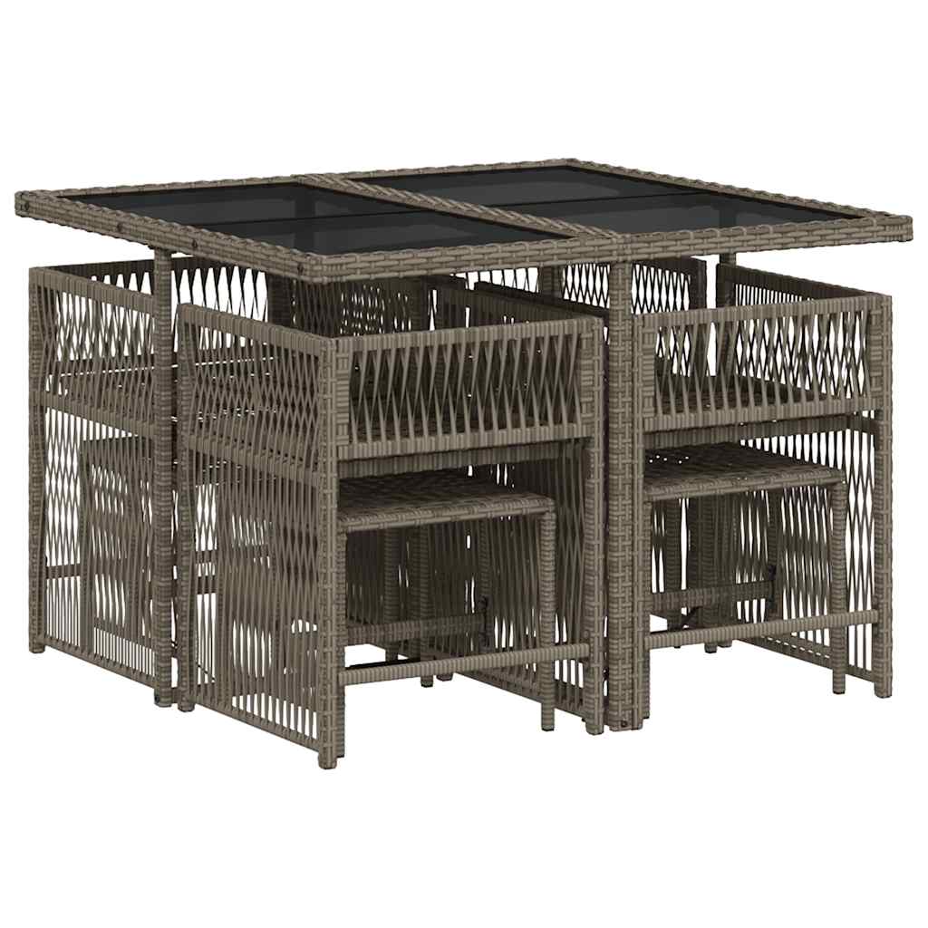 9-delige Tuinset met kussens poly rattan grijs is nu te koop bij PeponiXL, paradijselijk wonen!