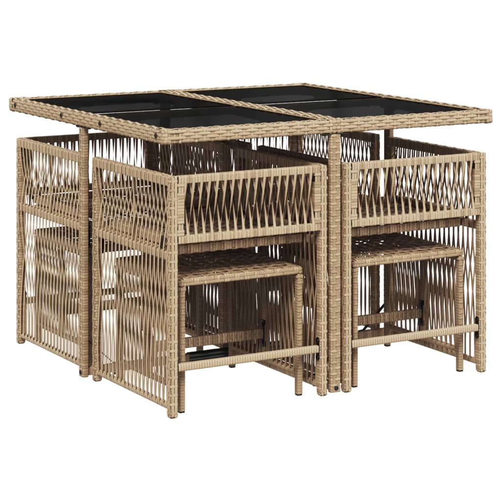 9-delige Tuinset met kussens poly rattan beige is nu te koop bij PeponiXL, paradijselijk wonen!
