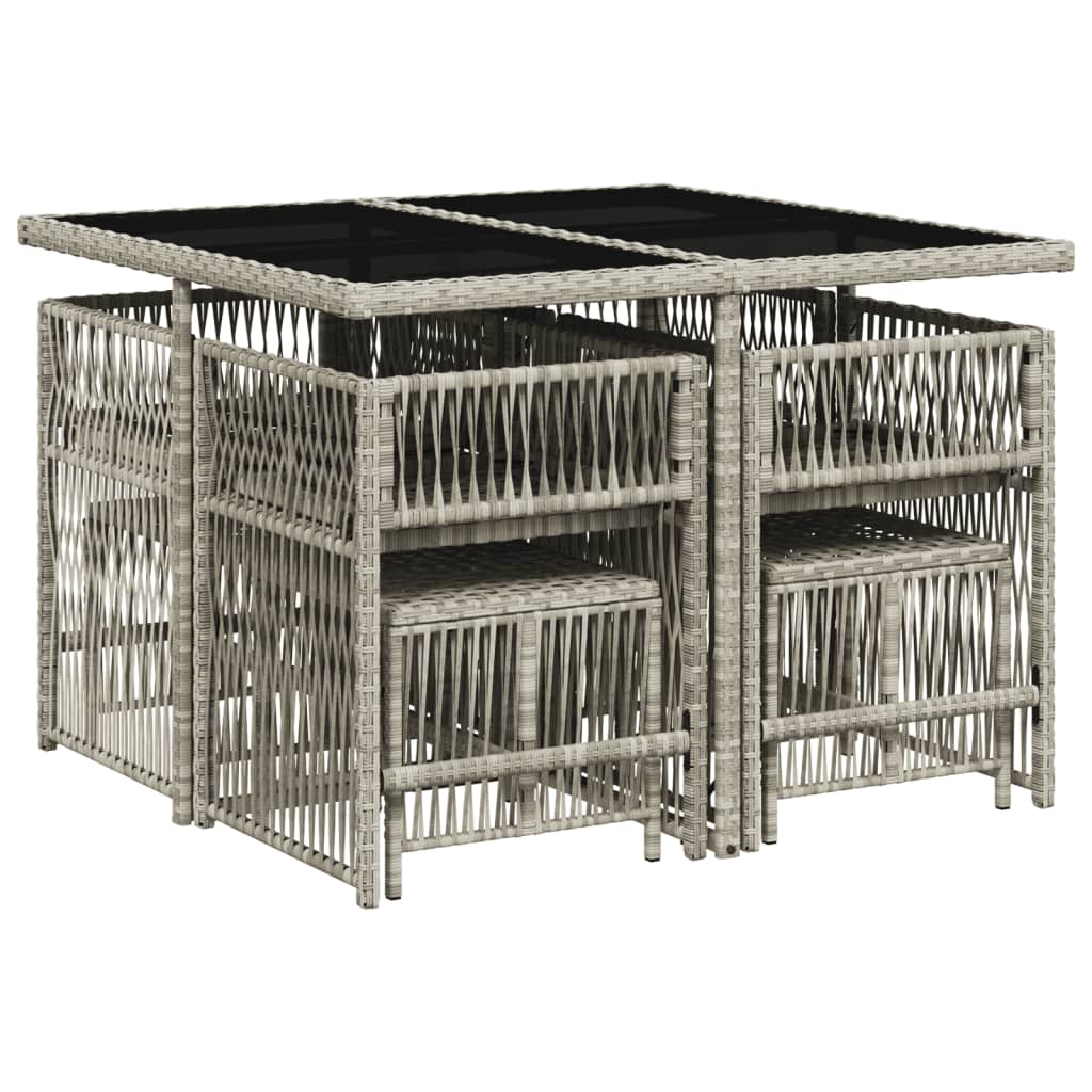 9-delige Tuinset met kussens poly rattan lichtgrijs is nu te koop bij PeponiXL, paradijselijk wonen!