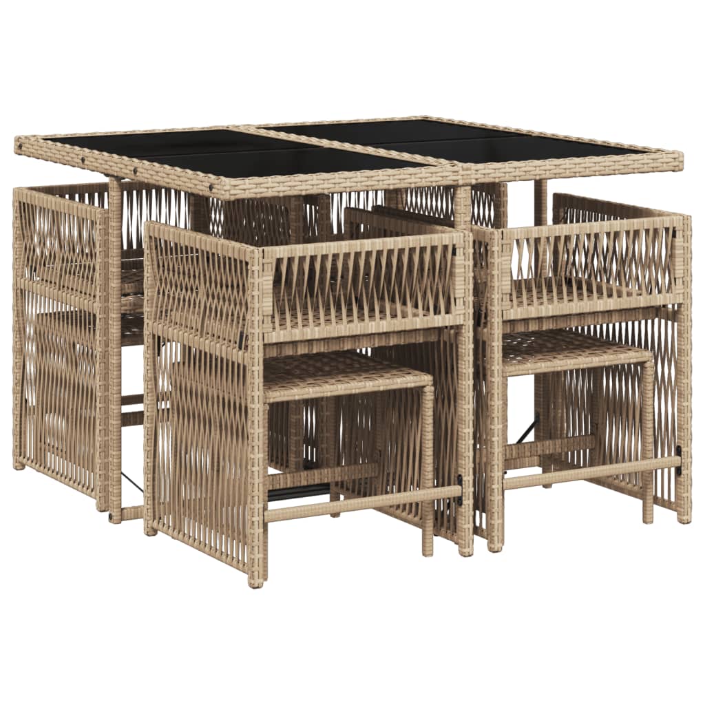 9-delige Tuinset met kussens poly rattan gemengd beige is nu te koop bij PeponiXL, paradijselijk wonen!