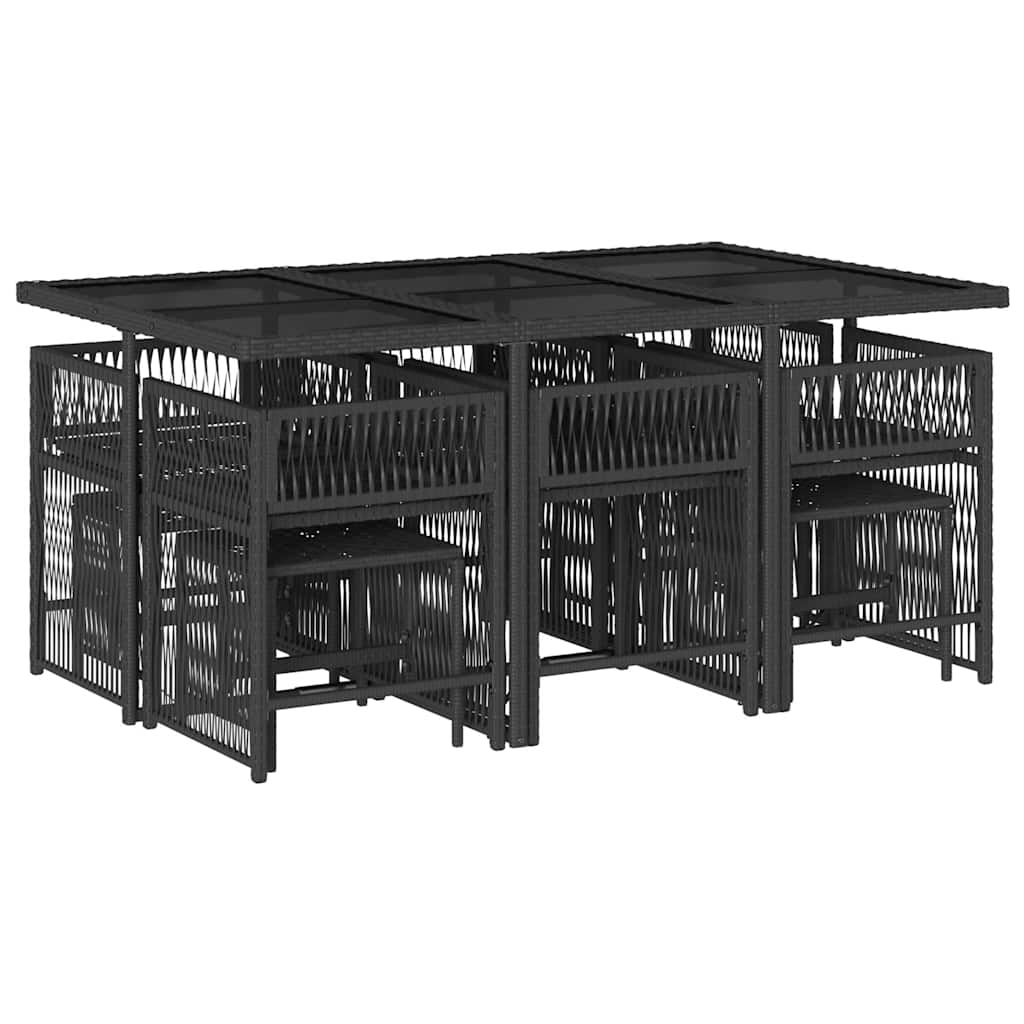 11-delige Tuinset met kussens poly rattan zwart is nu te koop bij PeponiXL, paradijselijk wonen!
