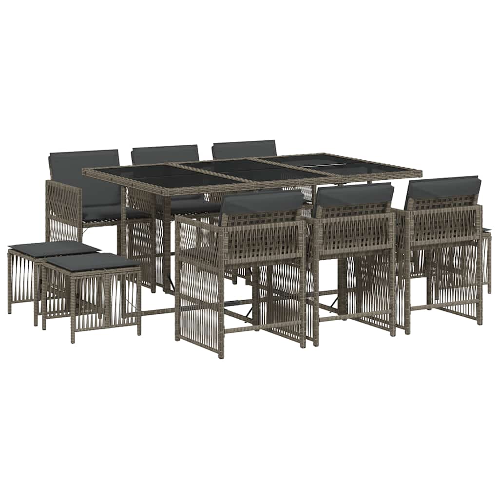 11-delige Tuinset met kussens poly rattan grijs is nu te koop bij PeponiXL, paradijselijk wonen!