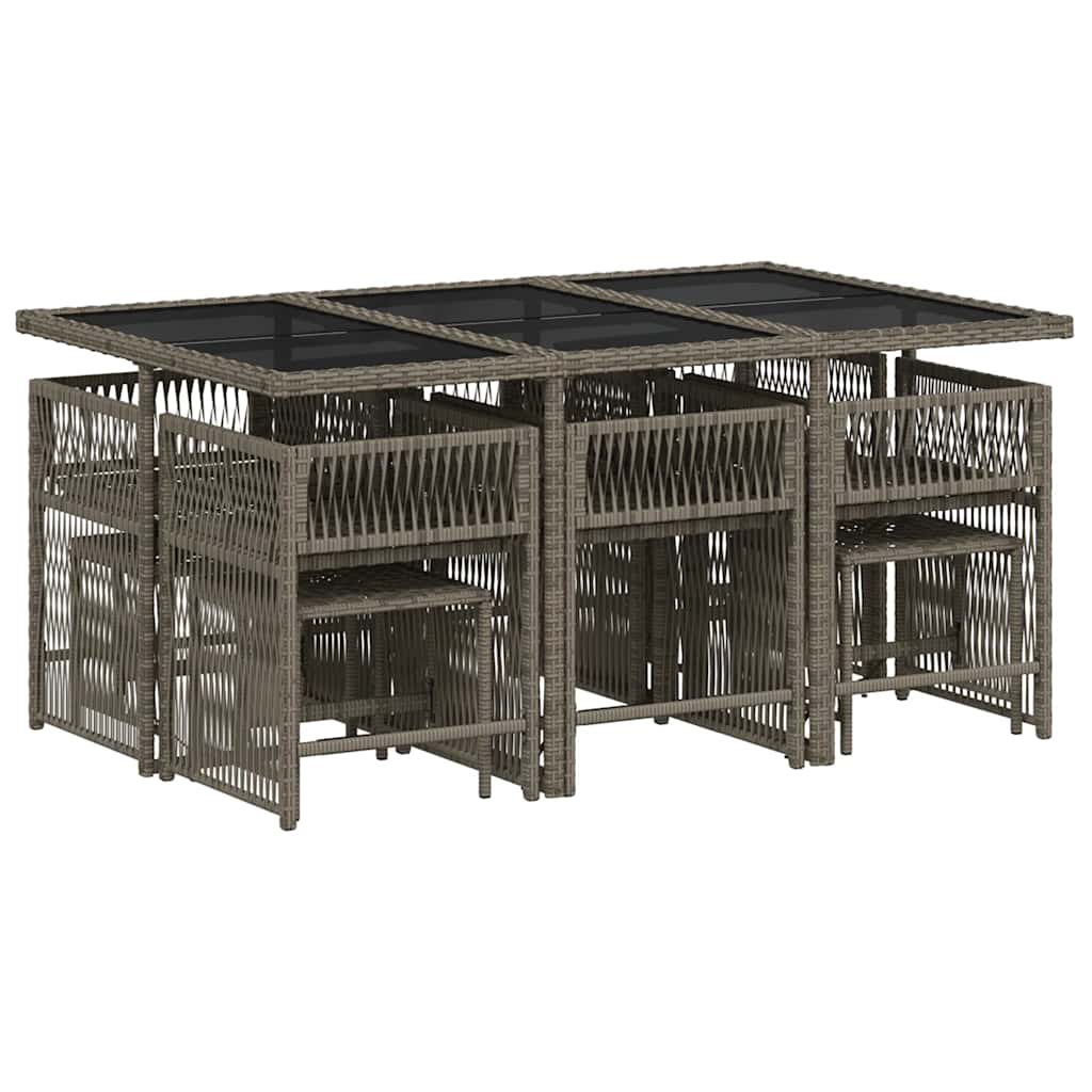 11-delige Tuinset met kussens poly rattan grijs is nu te koop bij PeponiXL, paradijselijk wonen!