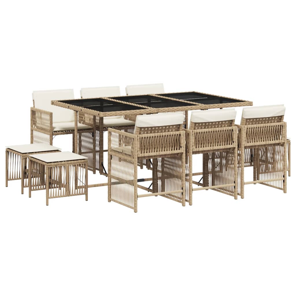 11-delige Tuinset met kussens poly rattan beige is nu te koop bij PeponiXL, paradijselijk wonen!