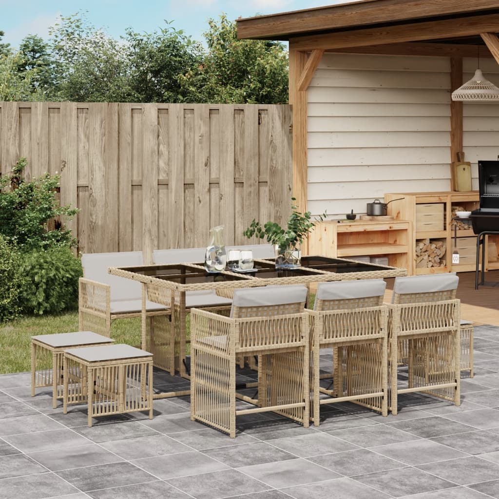 11-delige Tuinset met kussens poly rattan beige is nu te koop bij PeponiXL, paradijselijk wonen!
