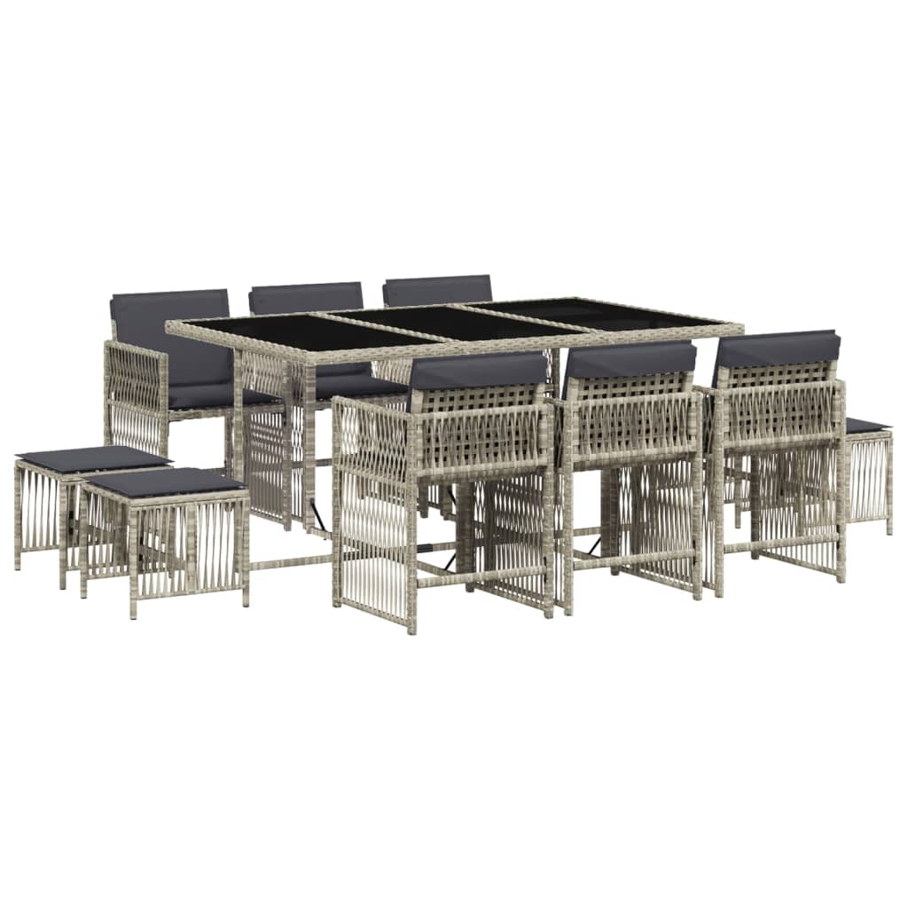 11-delige Tuinset met kussens poly rattan lichtgrijs is nu te koop bij PeponiXL, paradijselijk wonen!