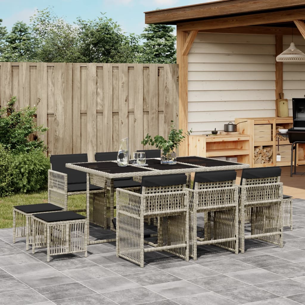 11-delige Tuinset met kussens poly rattan lichtgrijs is nu te koop bij PeponiXL, paradijselijk wonen!