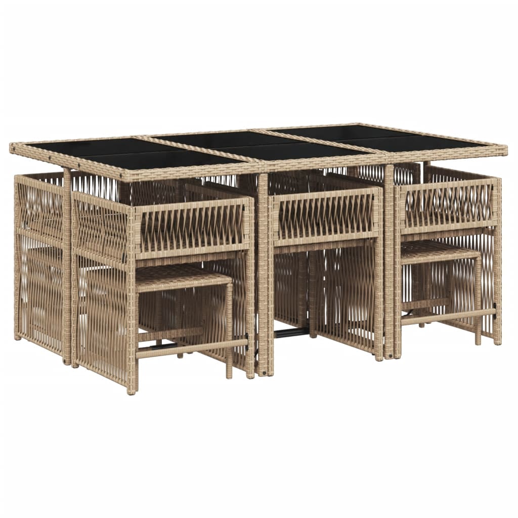 11-delige Tuinset met kussens poly rattan gemengd beige is nu te koop bij PeponiXL, paradijselijk wonen!