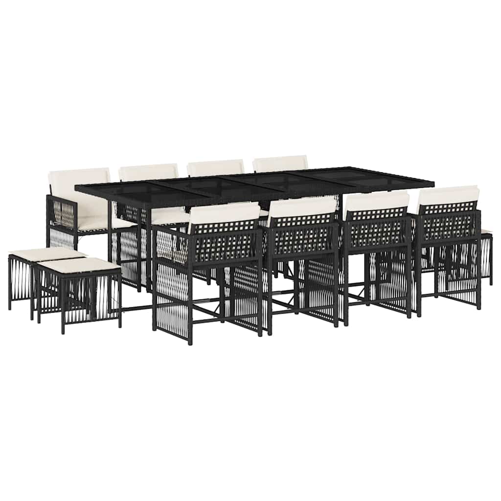 13-delige Tuinset met kussens poly rattan zwart is nu te koop bij PeponiXL, paradijselijk wonen!