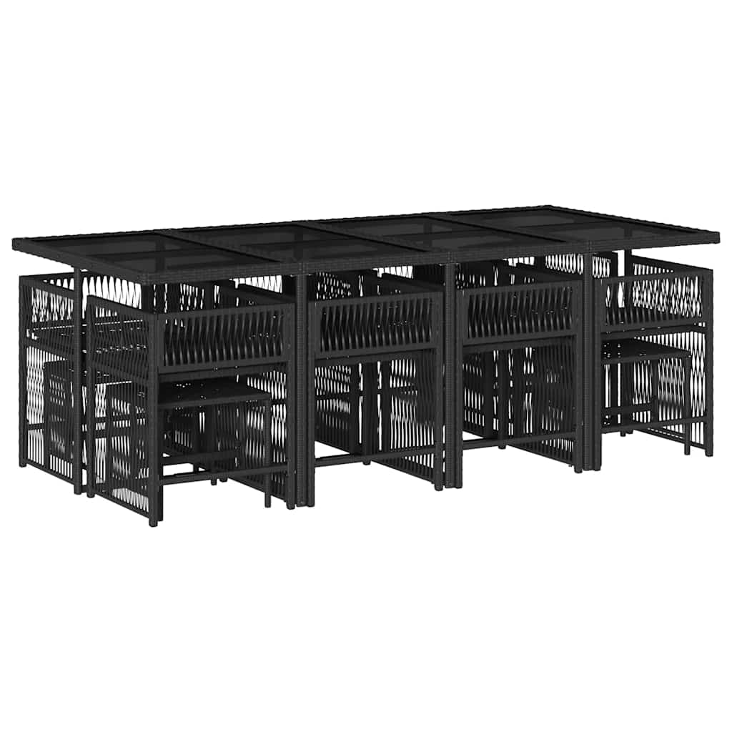 13-delige Tuinset met kussens poly rattan zwart is nu te koop bij PeponiXL, paradijselijk wonen!