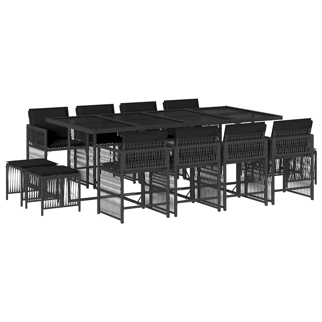 13-delige Tuinset met kussens poly rattan zwart is nu te koop bij PeponiXL, paradijselijk wonen!