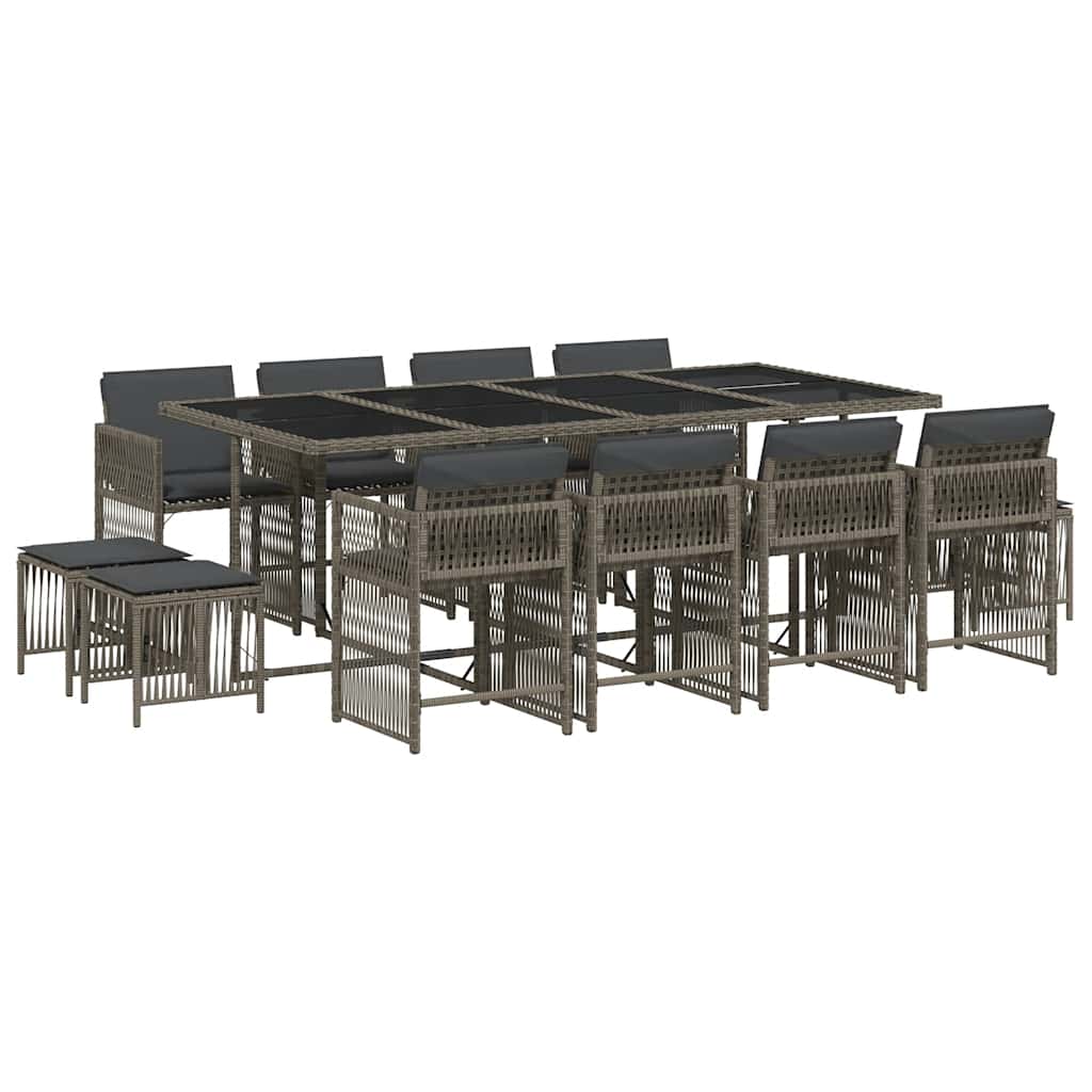 13-delige Tuinset met kussens poly rattan grijs is nu te koop bij PeponiXL, paradijselijk wonen!