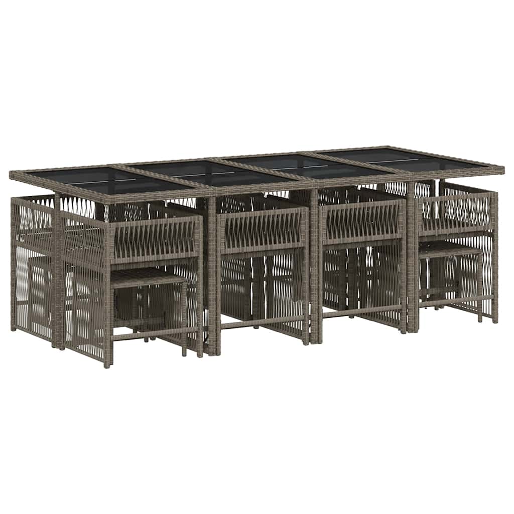 13-delige Tuinset met kussens poly rattan grijs is nu te koop bij PeponiXL, paradijselijk wonen!
