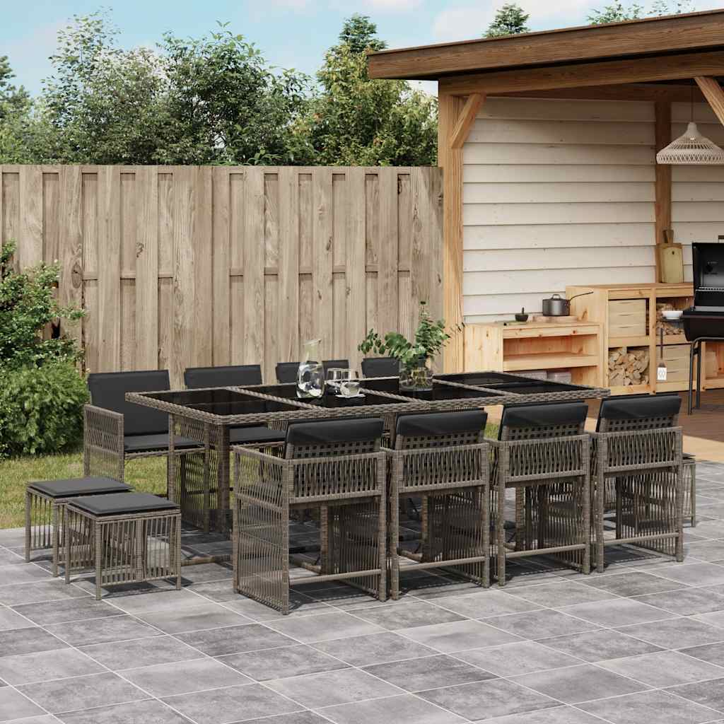 13-delige Tuinset met kussens poly rattan grijs is nu te koop bij PeponiXL, paradijselijk wonen!