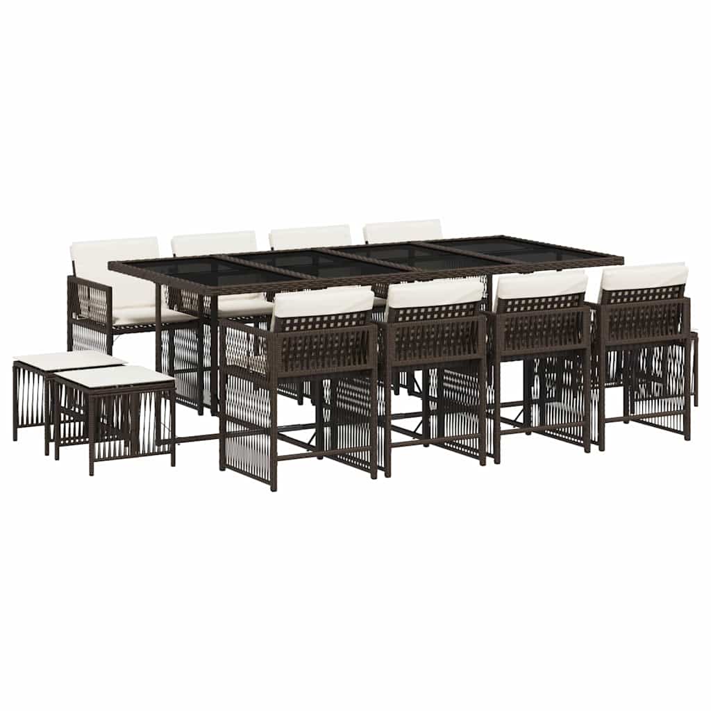 13-delige Tuinset met kussens poly rattan bruin is nu te koop bij PeponiXL, paradijselijk wonen!